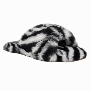 Nine West Cozy Flat Slippers - Black/White - Ireland (DL0539271)